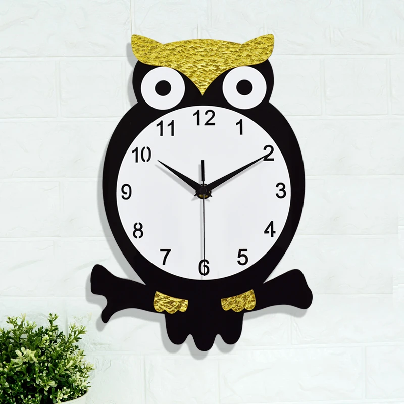 Милые Креативные декоративные настенные часы в виде совы для помещений, бесшумные кварцевые часы с механизмом развертки, импортные Хрустальные акриловые настенные часы для спальни, гостиной