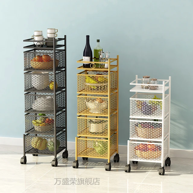 Kitchen Vegetable Rack Home Multi-functional Rotating Free Installation  Vegetable Basket Multilayer Fruit Vegetable Storage Rack - AliExpress