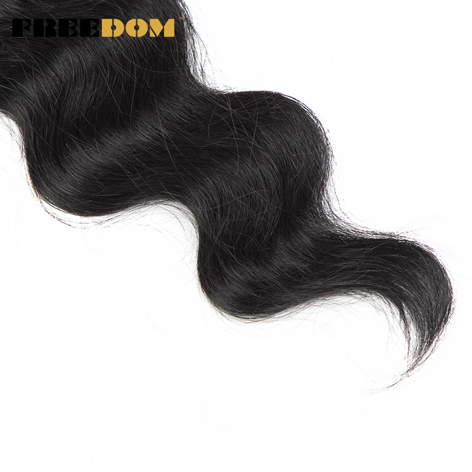 FREEDOM Synthetic Body Wave Hair Bundles 26 Inch Long Synthetic Hair Weave Ombre Brown 613 Blonde Ponytail Extensions