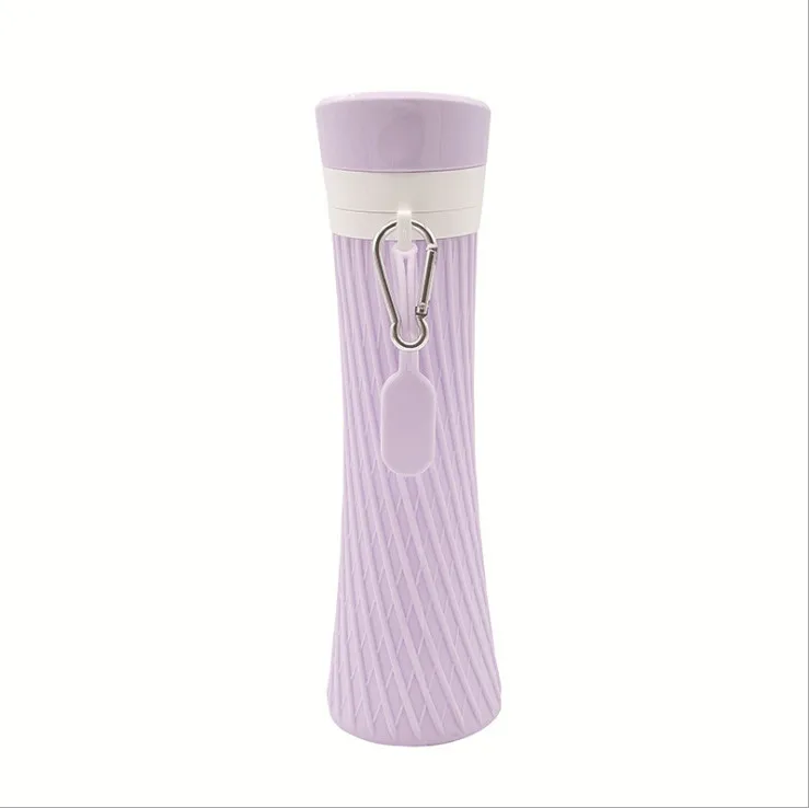 500 мл силиконовая складная спортивная чашка креативная портативная дорожная бутылка простой стиль спортивные бутылки - Цвет: Фиолетовый