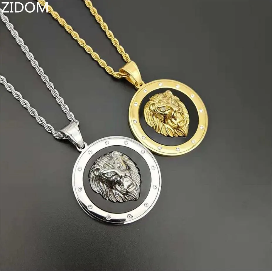 Мужские ожерелья с подвеской в стиле хип-хоп Львиная голова нержавеющая сталь