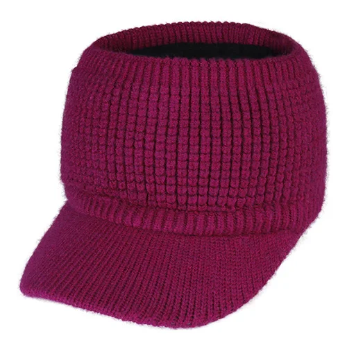 FURTALK Ponytail Beanie Hat Women Winter Knitted Hat High Messy Bun Hats for Female Fleece Cap Winter Black Cap Sportswear - Цвет: rose red