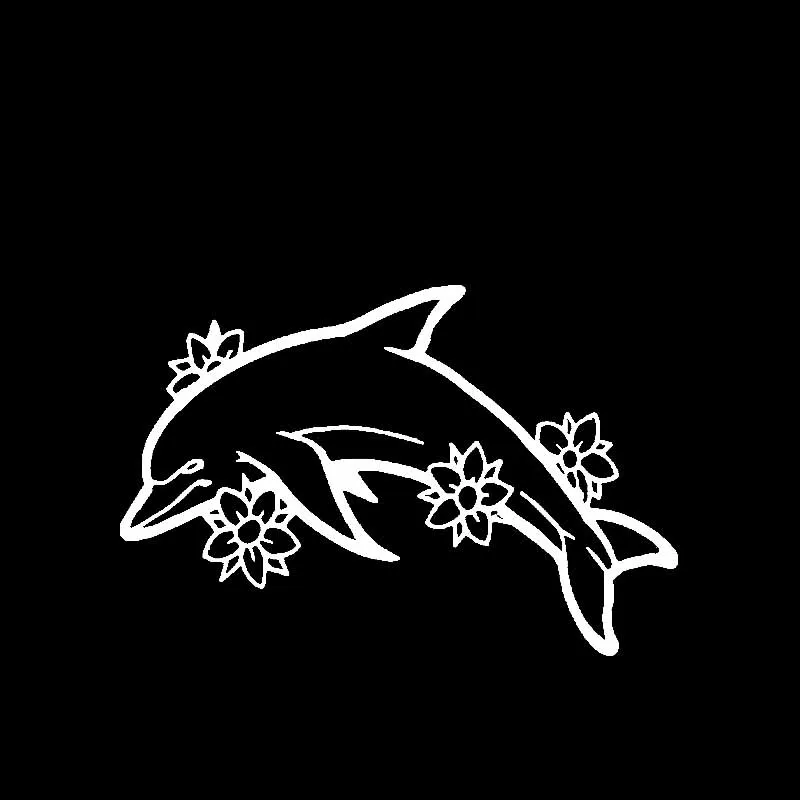 

DAWASARU Car Sticker Vinyl Decal Creative Combination Decoration of Dolphins and Flowers Personality Decal Black/Silver 10*16CM