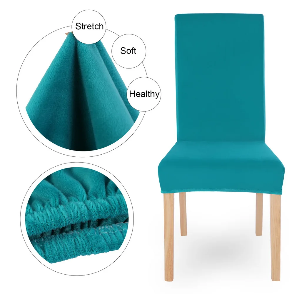 peacock blue 1/2/4/6 шт. съемный эластичные штаны однотонные Цвет чехлы на стулья из мягкой плюшевой ткани Обеденная сиденье рука чехлы на стулья для свадьбы или торжественного случая - Цвет: peacock blue