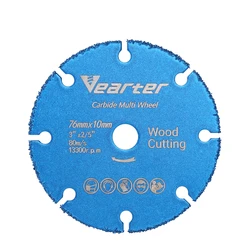 Vearter – lame de scie circulaire en carbure de tungstène, 76mm × 10mm, brasée sous vide, disque de coupe du bois, roue multi outils pour meuleuse d'angle, travail du bois 