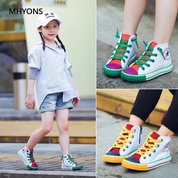 

Children Canvas Shoes Girls Sneakers High Top Boys Shoes 2019 New Spring Autumn Fashion Sneakers Kids Casual Shoes Footwear