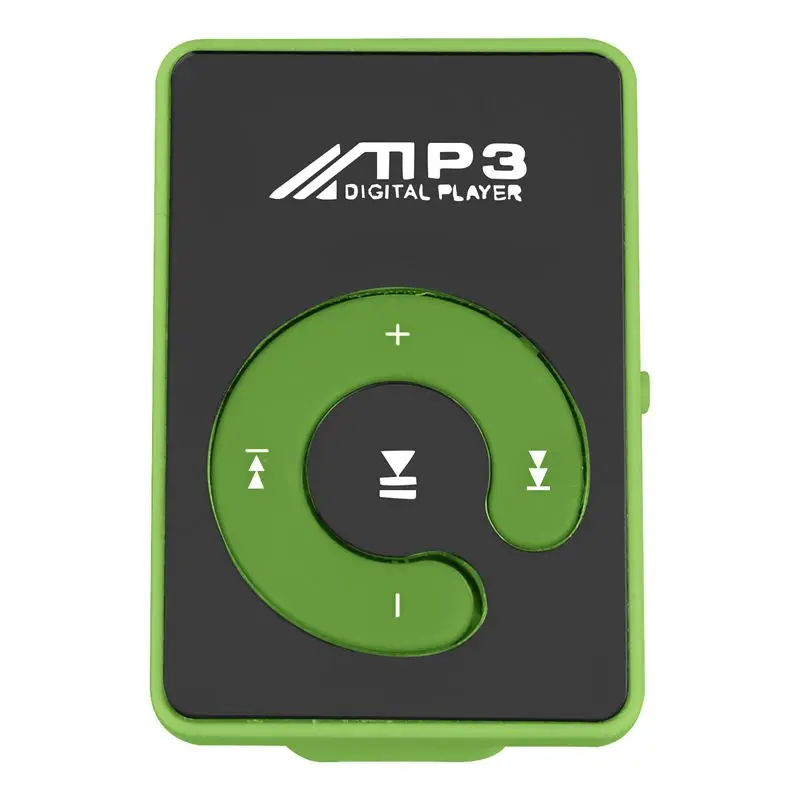 Мини Зеркало Клип USB цифровой Mp3 музыкальный плеер Поддержка 8 Гб SD TF карта зеленый