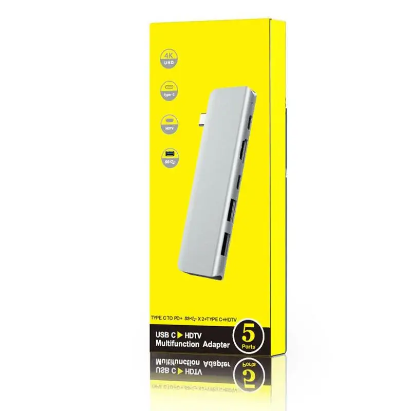 5в1 тип-c штекер до 5 Гбит/с 2 USB3.0/4 к HD HDMI/2 USB-C PD женский USB-C концентратор тип-c конвертер тип-c док-станция расширение порта
