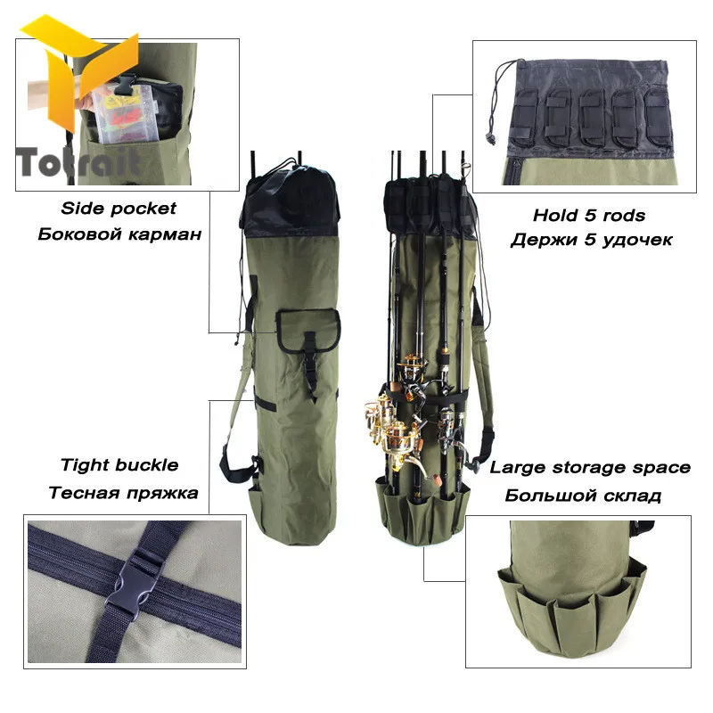 Shaddock Fishing Portable Multifunction Nylon Fishing Bags Fishing Rod Bag Case Fishing Tackle Tools Storage Bag