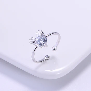 

Opening Rings 925 Sterling Silver Woman Various Sizes Can be Adjusted Elk New Exquisite Crystal Ring Fashion