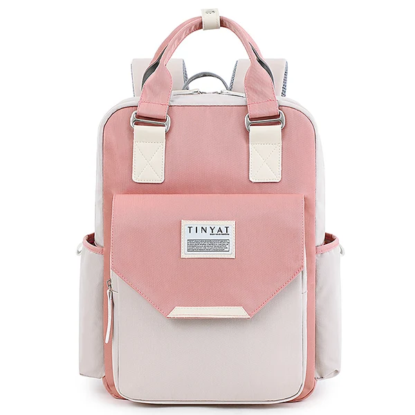 TINYAT рюкзак женский корейский Однотонный женский рюкзак для путешествий mochila feminina mujer Водонепроницаемый Школьный рюкзак для ноутбука сумки для девочек-подростков - Цвет: PINK BACKPACK 2