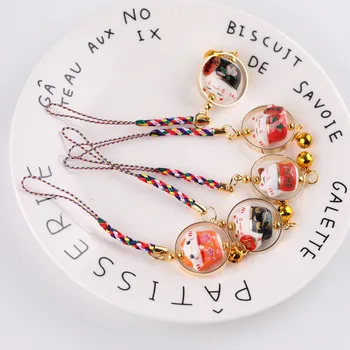 

1pc Mobile phone chain cute jewelry accessories creative gifts ceramic lucky cat mobile phone pendant bag mobile phone chain