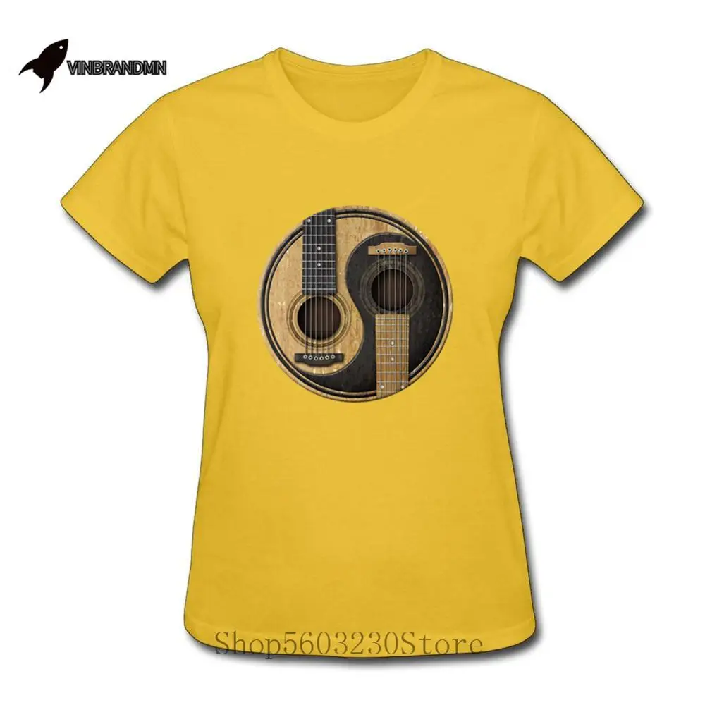 Модные женские футболки с электрогитарами акустическая гитара Инь Ян