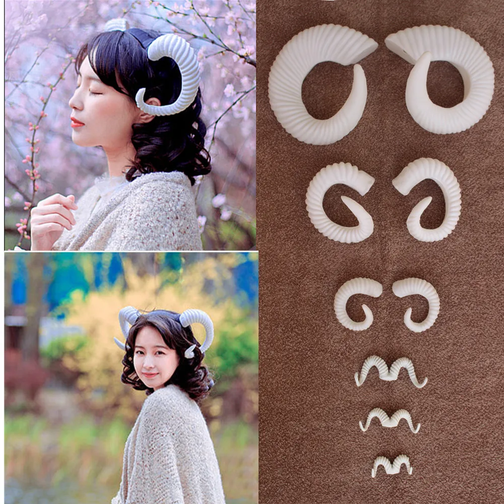 Black Simulation Plastic Goats Horn DIY Cosplay Headband Goat Horn
