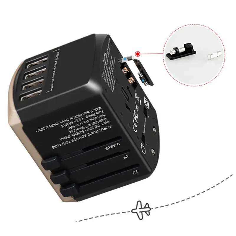 Всемирно известный адаптер для путешествий 4 USB 2.4A порт+ type-C универсальное настенное зарядное устройство A5YA
