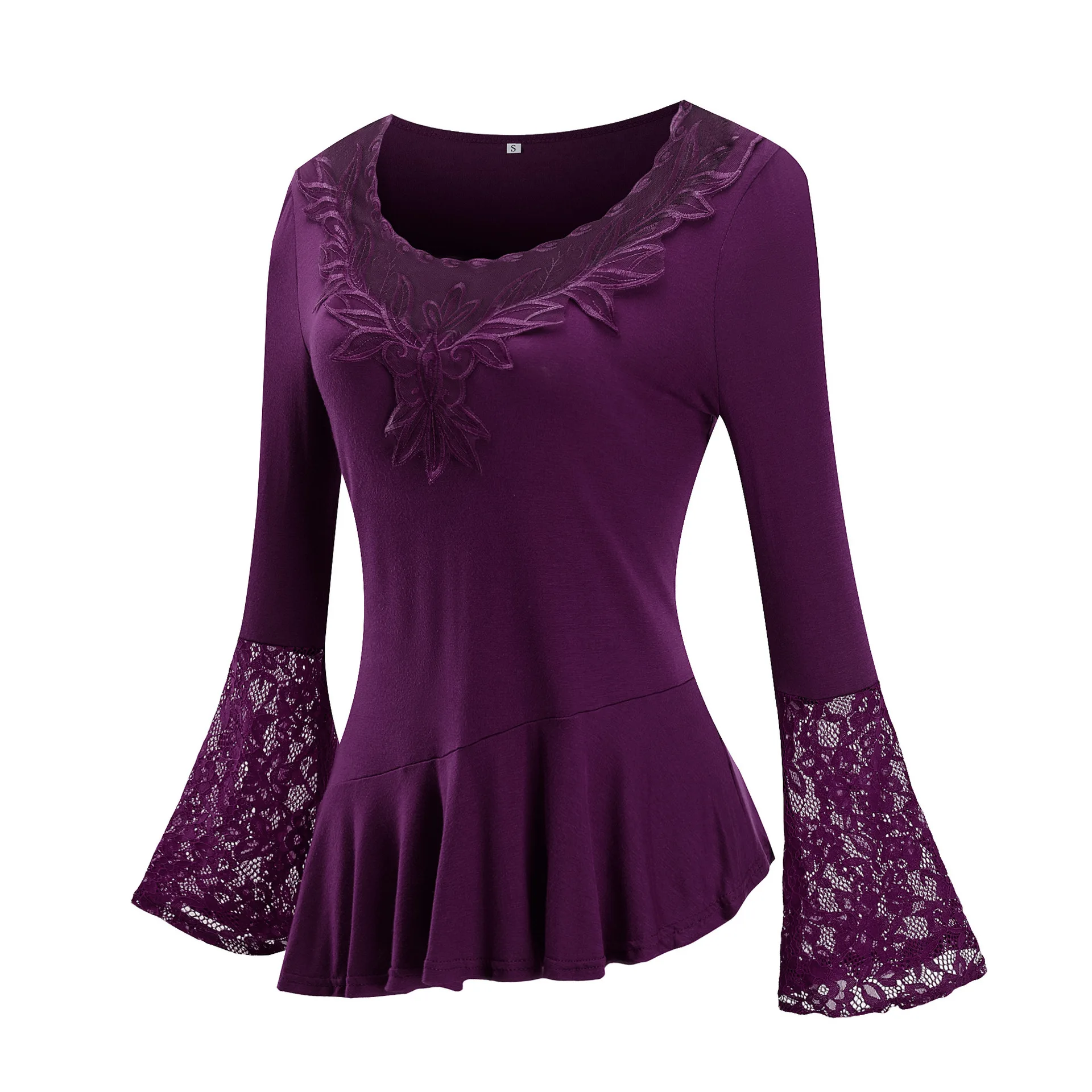 Необычная женская футболка, Осень-зима, открытая Кружевная блуза, женская мода,, винтажный стиль, размера плюс, женские топы, harajuku