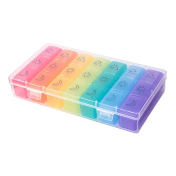 

1 PC 7-day Travel Pills Storage Box Portable Rainbow Sub-packaged Plastic Daily Pill Organizer