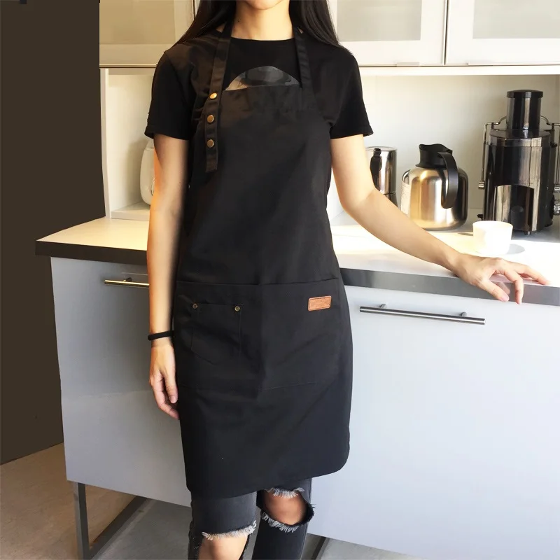 New Fashion Canvas Cotton Apron Coffee Shop And Barber Working Apron Bib Cooking Kitchen Aprons For Woman Man Apron