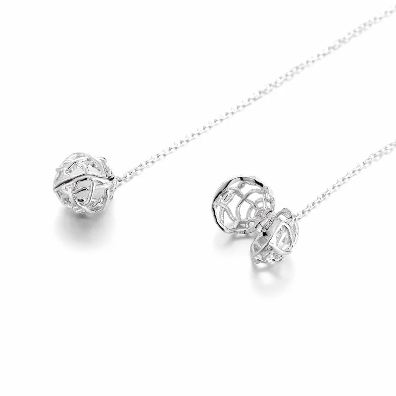 

Aromatherapy Essential Oil Diffuser Jewelry Woman S925 Sterling Silver Rattan Ball Earrings