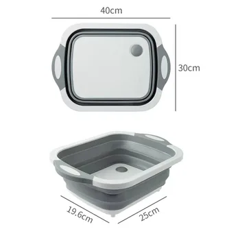 

Multi-function 3 In 1 Folding Chopping Blocks Kitchen Foldable Drain Basket Chopping Blocks Washing Basket Kitchen Organizer