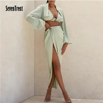 

Spring Summer 2 Pieces For Women Long Sleeve And Maxi Dress Low-cup Solid Color Retro Boho Graphic Casual Women Two Pieces Set