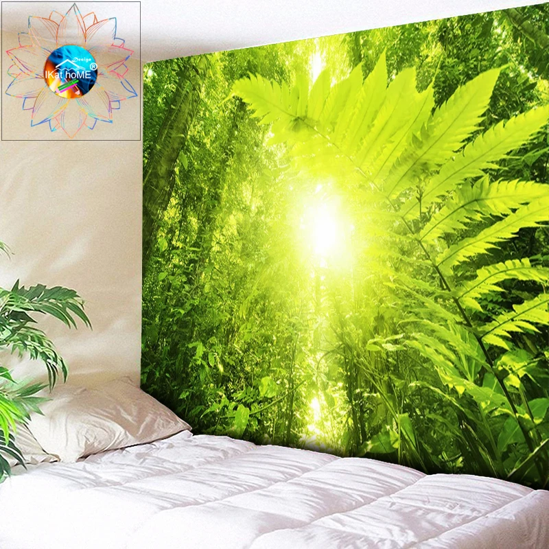 

Tropical Plant Forest Tapestry Wall Hanging Psychedelic Sun Tapestry Home Decor Hippie Wall Tapestry Boho Mandala Wall Cloth Art
