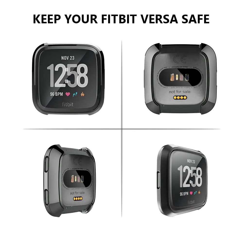 Покрытие прозрачный ТПУ чехол для экрана для Fitbit Versa Общая защитная крышка бампер Смарт-часы долговечные аксессуары