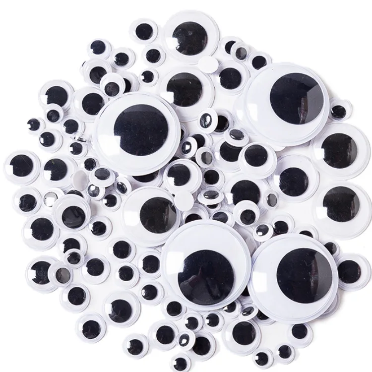 DIY Wiggly Googly Eyes Black White Self-Adhesive Doll Eye Movable Simulation Animal Eyeball Kindergarten Children Craft Supplies
