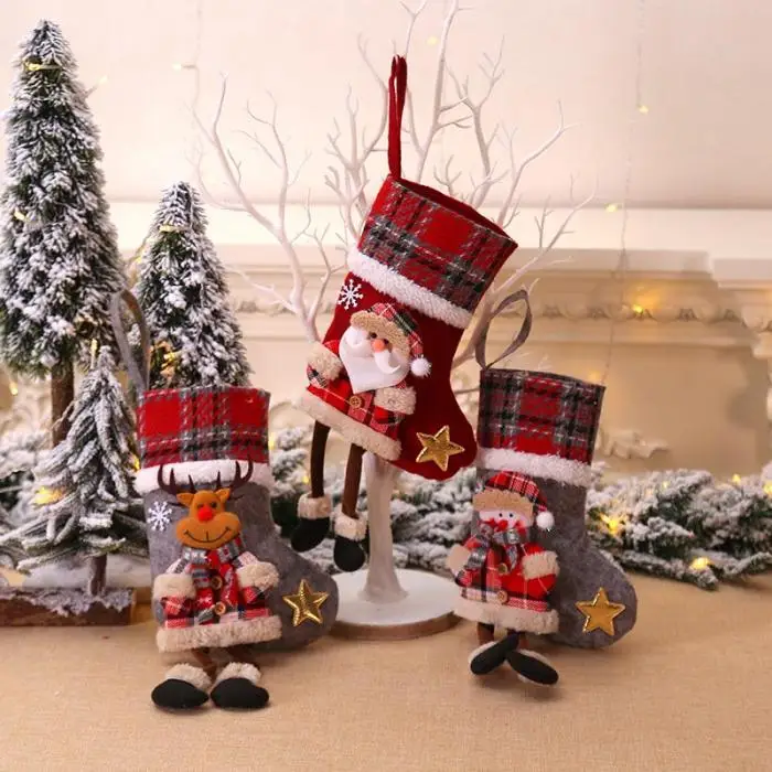 1 шт. рождественские чулки милые длинные ножки кукольные носки Санта-Клаус контейнер для сладостей Подарочная сумка Детские новогодние