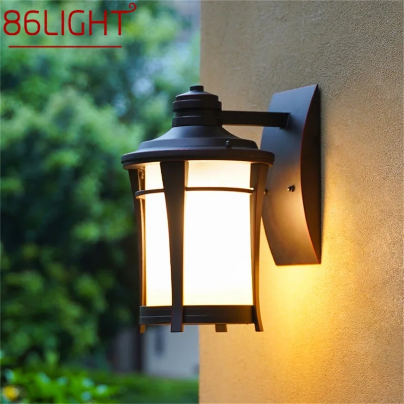 86LIGHT Outdoor Wall Lamp LED Classical Retro coffee Light Sconces Waterproof Decorative for Home Aisle zaful ribbed leopard heart print high leg bikini bottom s light coffee