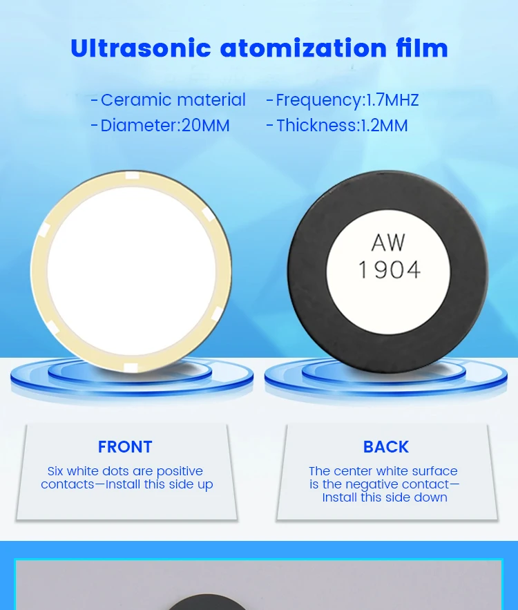 Description Picture 2 of itemHigh grade household 20pcs 20mm Ultrasonic Mist Maker Fogger Ceramics Discs for Humidifier Parts