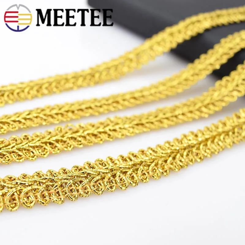 

Meetee Knitted Gold Lace Trims Ribbon Sequins Trimming Line Fabric Cosplay Clothes Sewing Accessories DIY Crafts