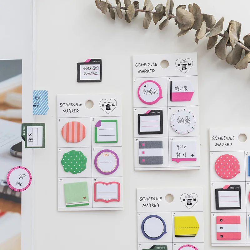 

12pcs/lot Cute Index Sticker Memo Pad Schedule Marker Sticky Note Diary Scrapbook Stickers Stationery Office School Supplies