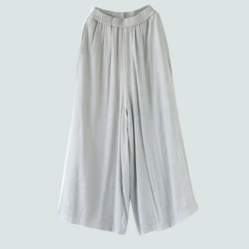 Grey Sexy Loose Wide Leg Yoga Pants Women Chinese Style Breathable Gym Sport Running Trousershanfu Tai Chi Uniform Dance Tang Suit - Цвет: Grey
