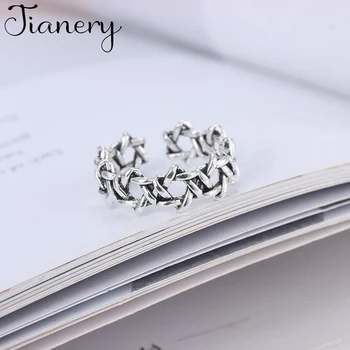 

JIANERY Fashion Design 925 Sterling Silver Star David Rings For Women Female Anel Party Statement Jewelry 2019