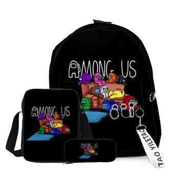 

Weysfor 2020 New Game Among US Backpack Book Bag Backpack 3pcs/set Schoolbag School Bag Travel Pack Fashion Tassel Teenagers