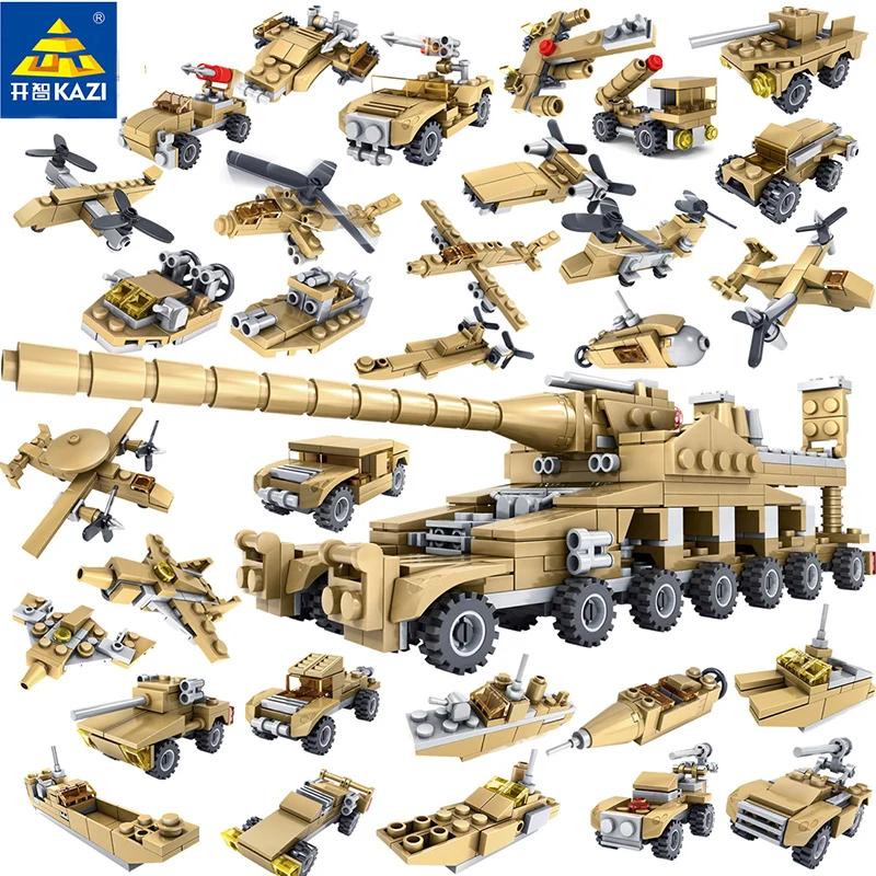 

Original KAZI 84031 a variety of 33 styles super tank military weapons 16 in 1 children's building blocks toys