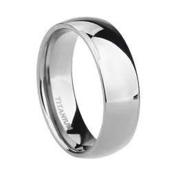 Elegant Titanium Wedding Band - Polished Black & Silver Ring - 6 (Silver 6mm)