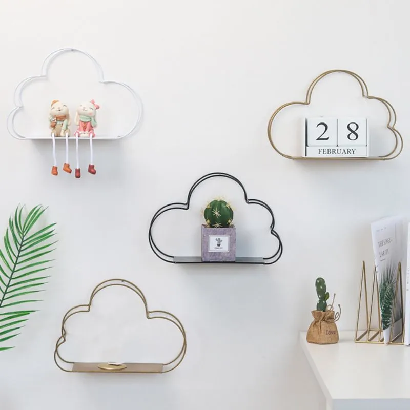 Mordern Cloud Design Wall Mounted Floating Shelf Metal Iron Storage Display Rack Organization Holder for Home Office DIY Decor