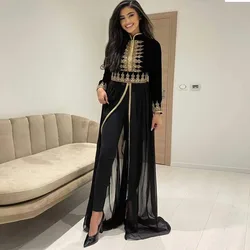Arab Middle East New Prom Dresses Beading Sequined Appliques Long Sleeve Lace Formal Party Evening Dress Robe De Soirée Femme
