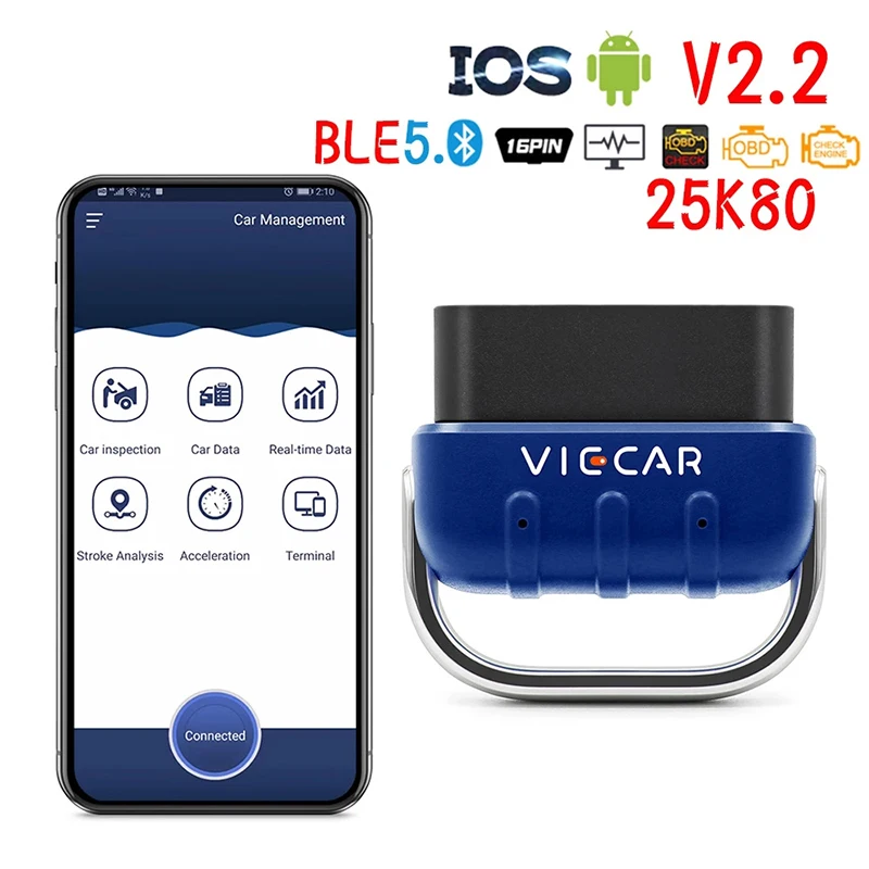 Viecar VP005 ELM 327 V2.2 Bluetooth 5 0 4 ELM327 PIC18F25K80 OBD2 сканер для Android/IOS OBD 2 Автомобильный
