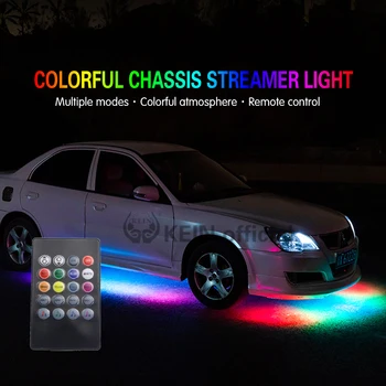 

KEIN 1SET Car Chassis Flexible Strip Light DRL RGB Car Decorative Atmosphere Remote Control Colorful Light Chassis Accessories