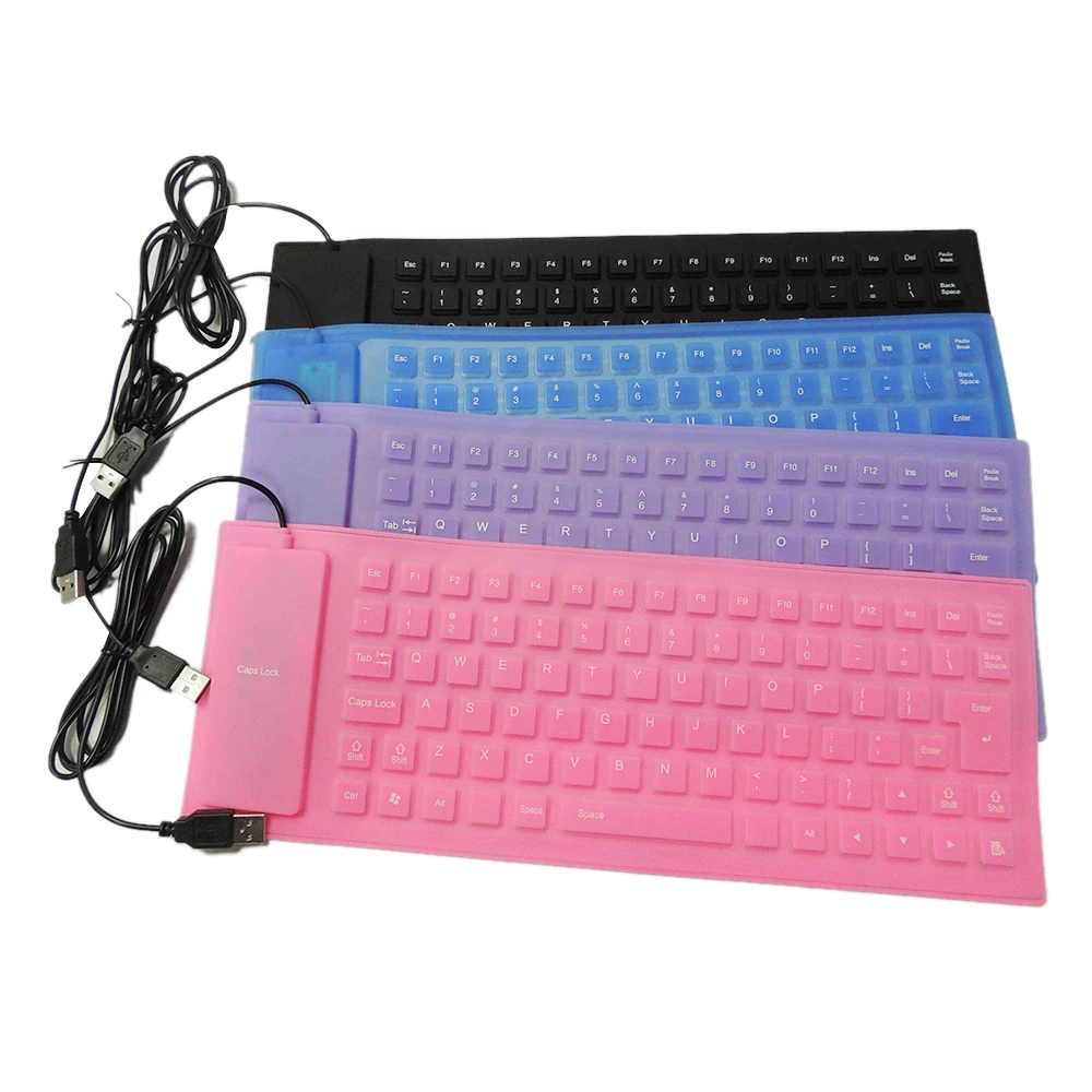 Teclado plegable de silicona con cable teclado impermeable enrollable para PC portátil teclado plegable impermeable|Teclados| - AliExpress