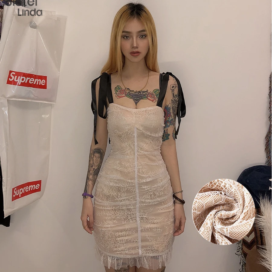 sexy tassel splicing sling sleeveless evening dress