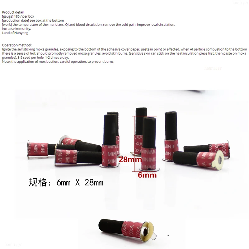 180pcs Mini Moxa Self Stick-On Chinese Moxibustion Therapy Mini Massage Heating Acupuncture Moxa Tube