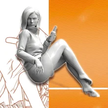 1/24 современная девушка отдых сидя каучуковая фигурка модели наборы миниатюрный gk Unassembly Неокрашенный