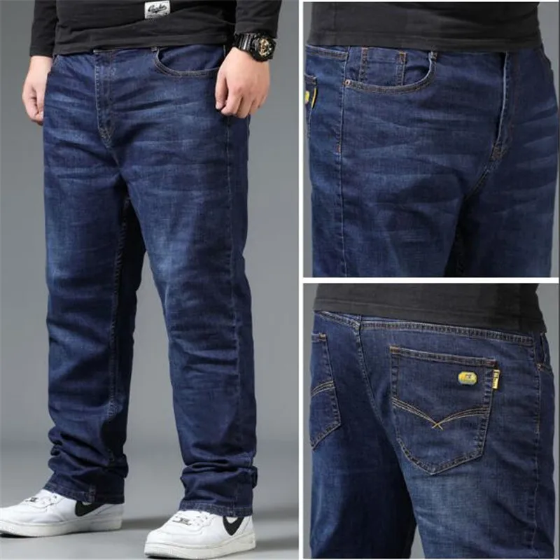 Jeans para hombre de talla grande para gordos pantalones vaqueros rectos sueltos otoño e invierno de alta calidad|Pantalones - AliExpress