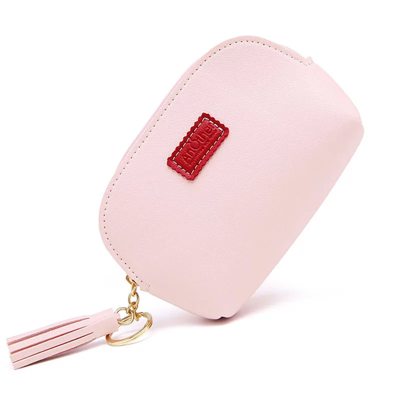 

NI WEI ER New Fashion Cute Tassel Women's Coin Purse Zipper Clutch Mini Small Leather Female Key Card Bag Keychain Change Wallet