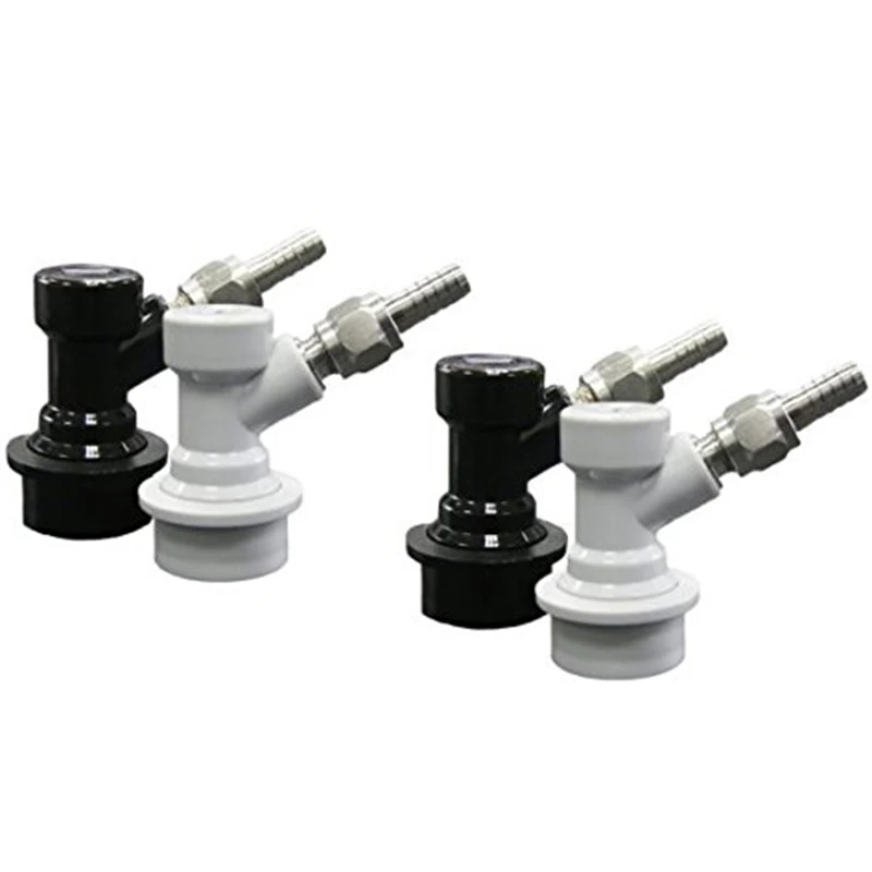 

2 Pair Ball Lock MFL Beer Keg Disconnect Set with Swivel Nuts (2) 5/16 Gas, 1/4 Liquid Barbed