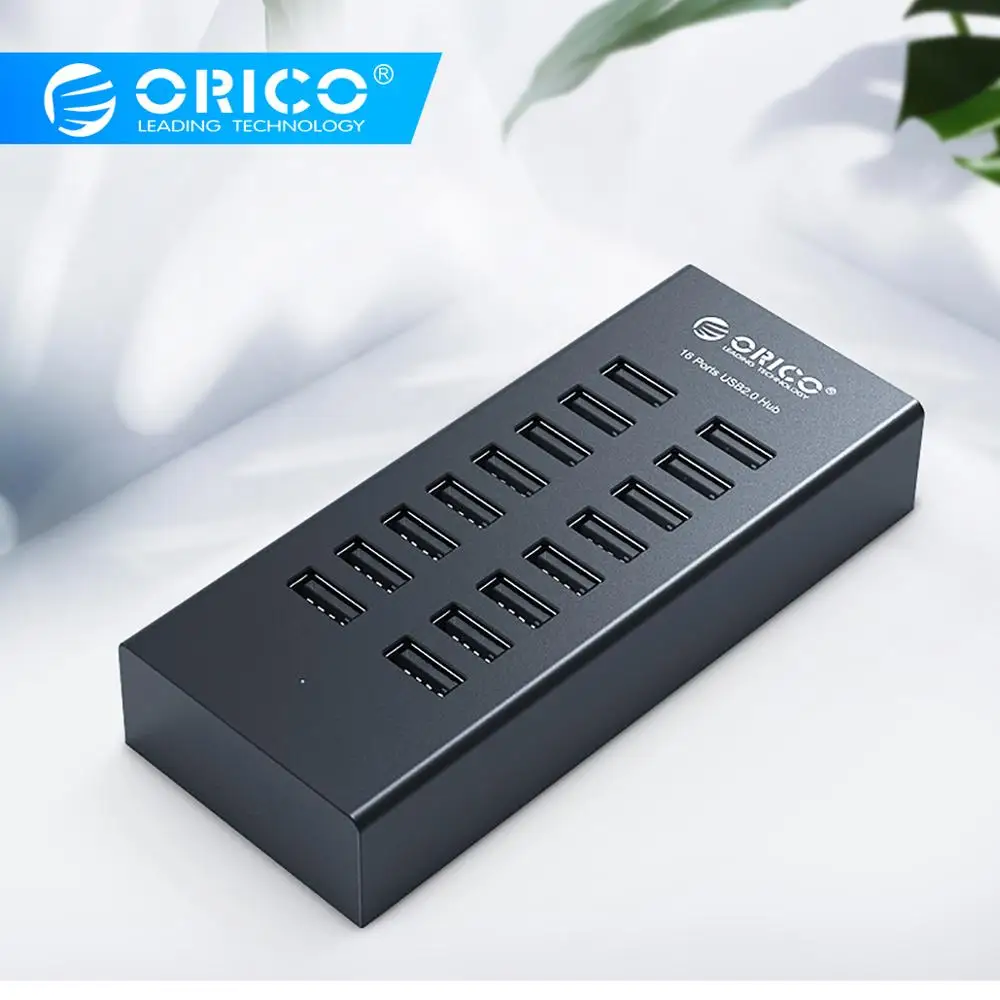 ORICO 16 портов Мульти USB 2,0 концентратор Высокоскоростной расширитель USB разветвитель с 12V2A адаптер питания 3.3Ft для Macbook Air ноутбук ПК